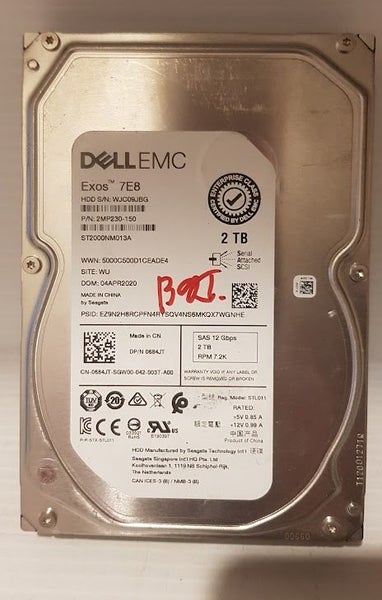 2TB DELL EMC EXOS 7E8 ENTERPRISE CLASS SAS HARD DRIVE 3.5" ( ST2000NM013A ) Carousel 1