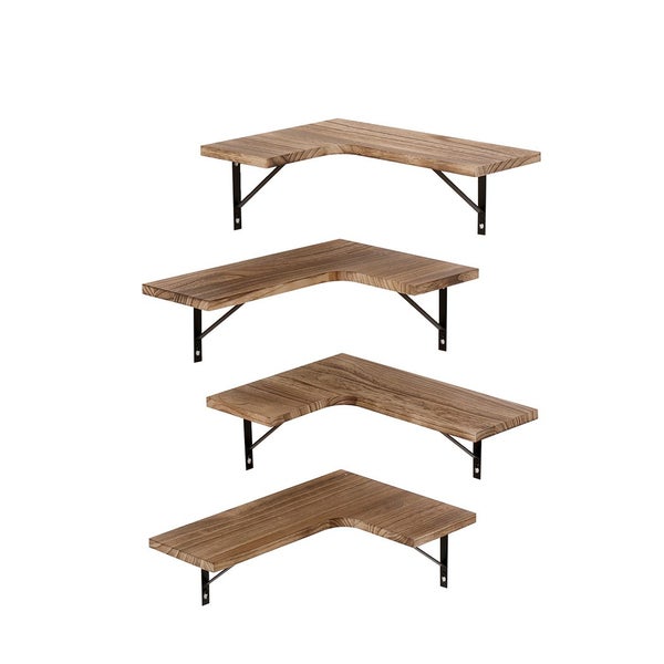 Levede Floating Shelf DIY Corner Hanging Shelves Wall Mounted Storage Wood 4PC Carousel 1