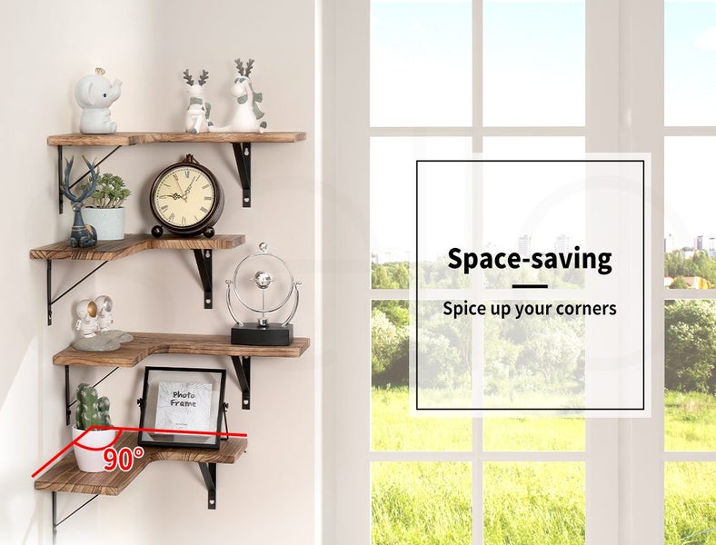 Levede Floating Shelf DIY Corner Hanging Shelves Wall Mounted Storage Wood 4PC Carousel 2