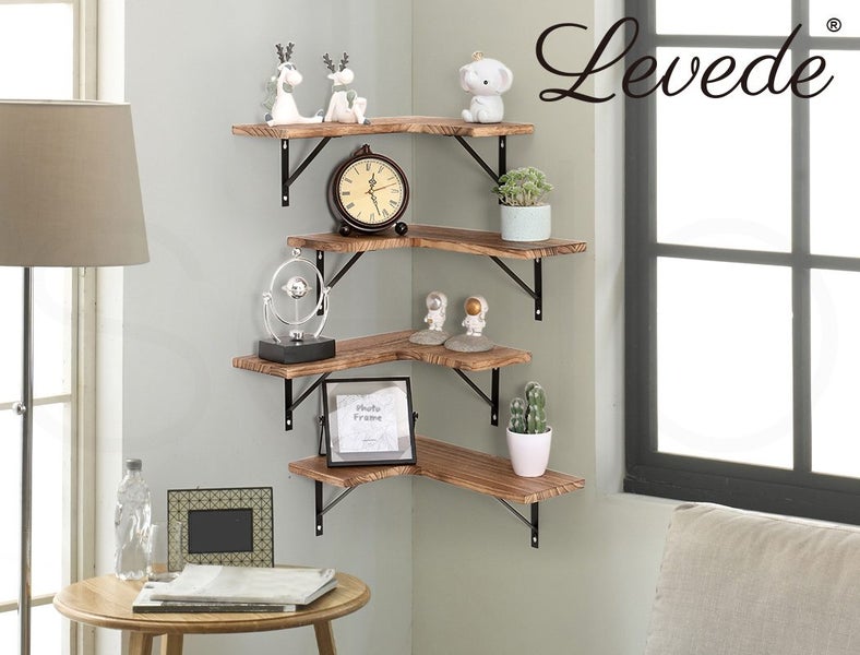 Levede Floating Shelf DIY Corner Hanging Shelves Wall Mounted Storage Wood 4PC Carousel 8