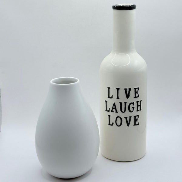 Bouclair White Ceramic Vase + Anko Raindrop Vase