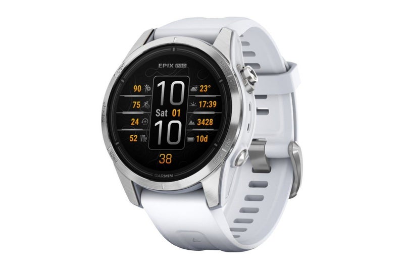 Garmin Epix Pro Gen 2 Smart Sports Watch (Silver with Whitestone Band, 42mm) Carousel 1