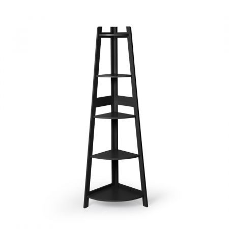 Levede 5 Tier Corner Shelf Wooden Storage Home Display Rack Plant Stand Black Carousel 2