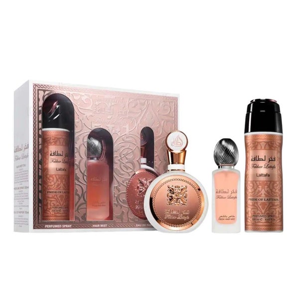 Lattafa Fakhar Rose 100ml EDP 3pc Gift Set for Women Carousel 1