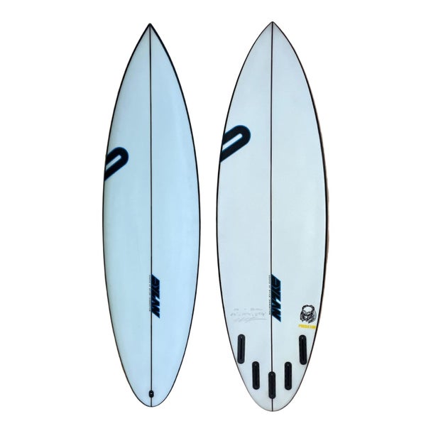 DYLAN SHAPES PREDATOR 6'0 CLEAR BLACK RAIL SPRAY BLUE LOGO Carousel 1
