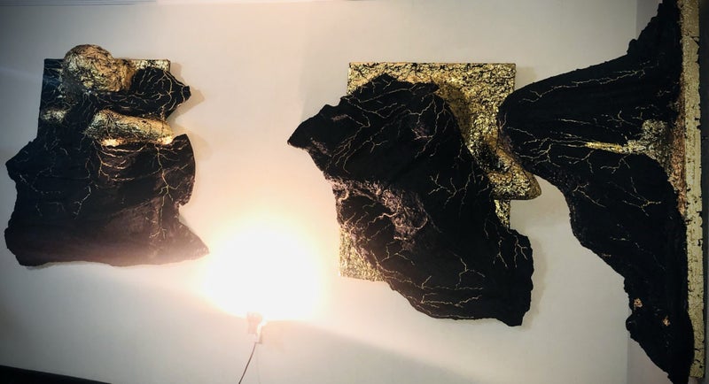 3 foam sculptures coated with concrete Carousel 1