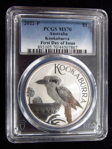 Australia 2022-P PCGS MS70 1 Oz Silver First Day Issue Kookaburra Coin Carousel 1