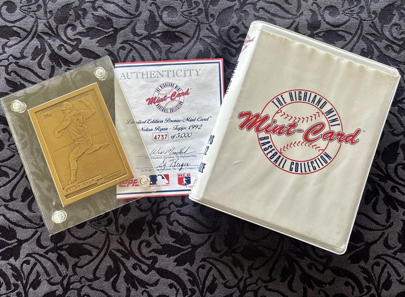 Nolan Ryan - HIGHLAND MINT, SOLID BRONZE, 1992 Topps Card art bar Carousel 1