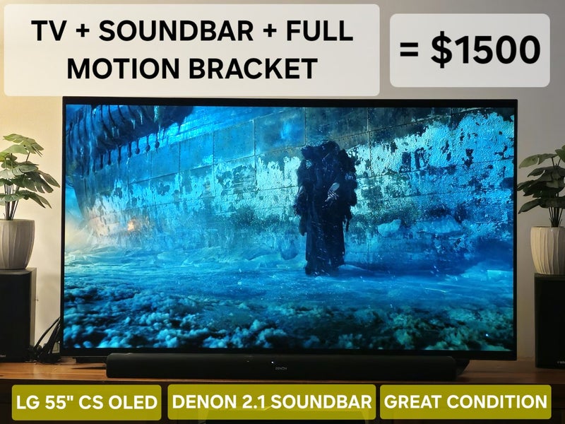 LG 55" CS OLED + DENON 2.1 SOUNDBAR (DHT-S316) + FULL MOTION WALL BRACKET64331609494658110