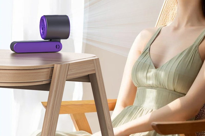 Handheld Portable Fan with Ice Cooler 100-Speed Rechargeable Handheld Fan-Grey Carousel 10