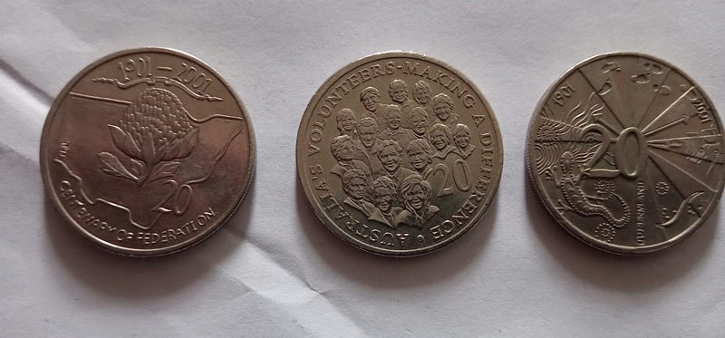 3 x commemorative Australia 20 cent coins Carousel 1