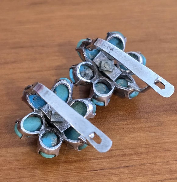Russian genuine turquoise Malinka Earrings circa 1920's Carousel 6