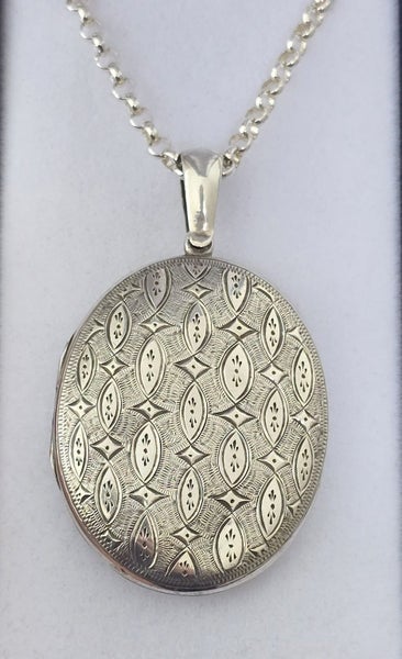 Victorian large sterling silver locket with belcher chain- 20 grams!64394087219714113