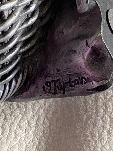 Signed J Tupton - Sleeping Baby in Basket - Pewter Finish Carousel 6