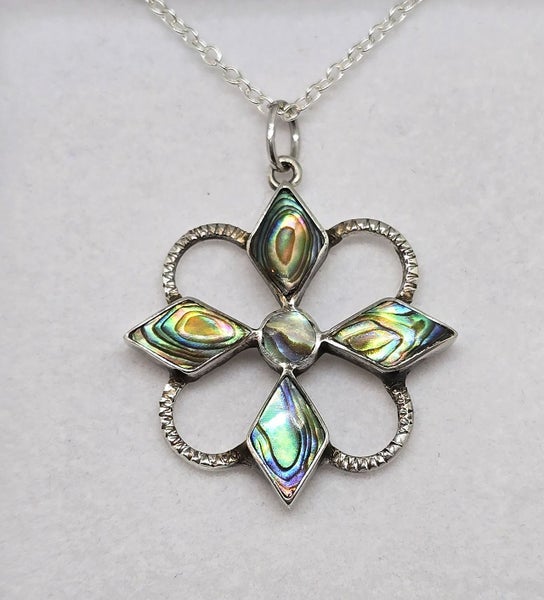 Vintage Paua sterling silver pendant- 1950's Carousel 1