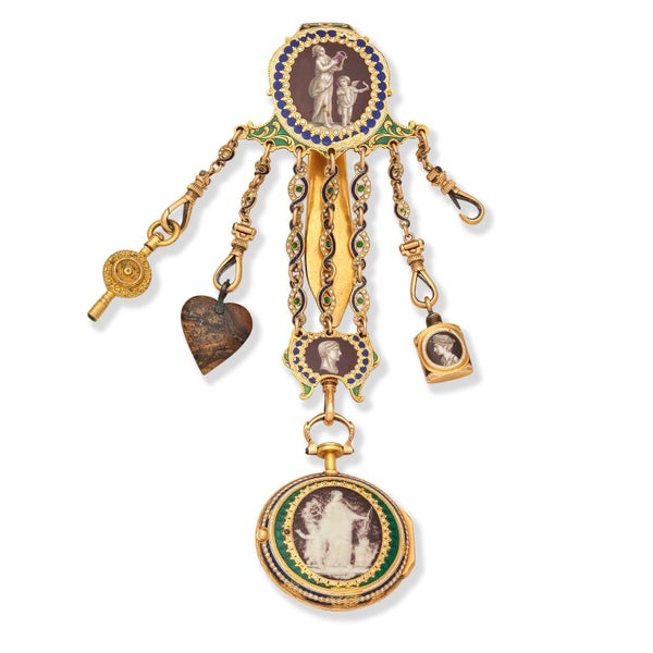 Georgian gold and enamel watch key and fob -pendant or charm Carousel 10