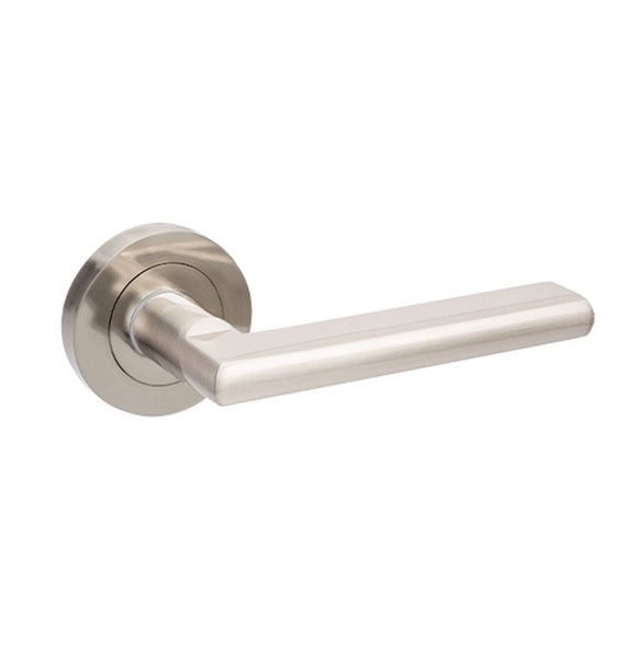Zanda Epic Door Lever Handle on Round Rose Brushed Nickel Carousel 2