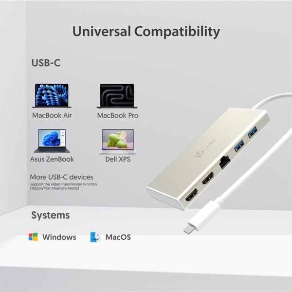 J5create USB-C 3.1 Dual HDMI Mini Docking Station with Power Delivery 2x HDMI Carousel 9