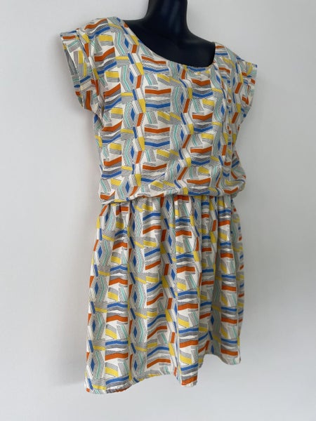 Retro geometric print dress with lining vintage style size 8-1064346109917441113
