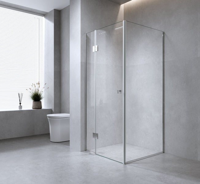 Della Francesca 120X110cm Corner Frameless Shower Screen With Gunmetal Channel A Carousel 1