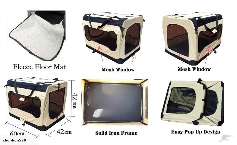 Dog Travel Cage Collapsible Dog Pet Soft Crate 60x42x42cm * LOVEPET® Carousel 2