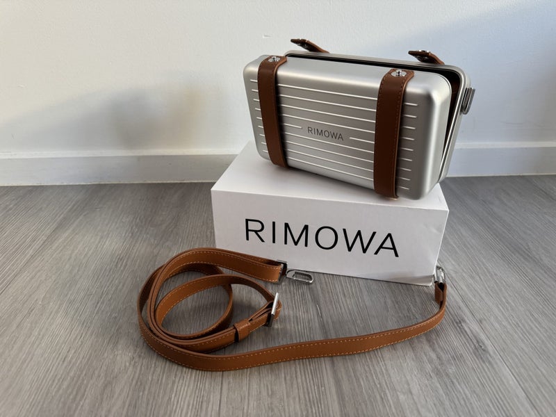 RIMOWA Personal Aluminium Cross-Body – Silver/Tan – Used Once, Excellent64419337676929112