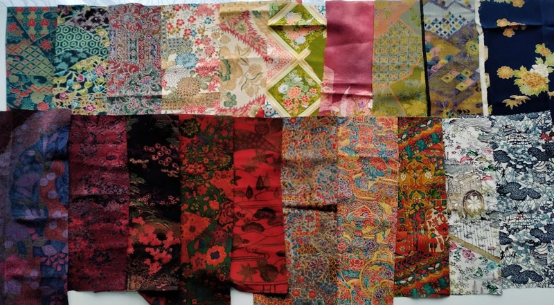 Kimono Fabric scraps 20 pieces ( aprox W15cm x L 30cmcm ) , 15-30-20az12 Carousel 1