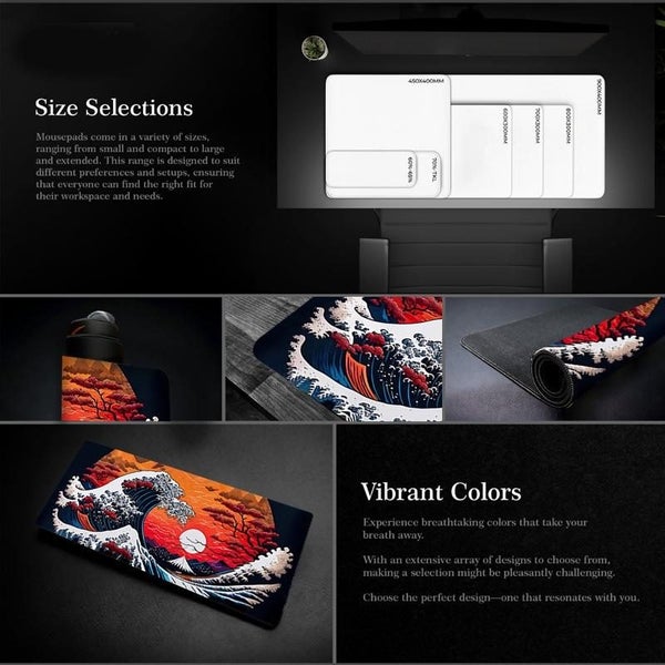 Non Slip Gaming Mouse Pad Big Wave Design - No.1 400X900x2mm Carousel 2