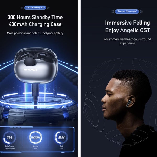 Wireless Gaming Bluetooth Earbuds T52 - Black Carousel 2