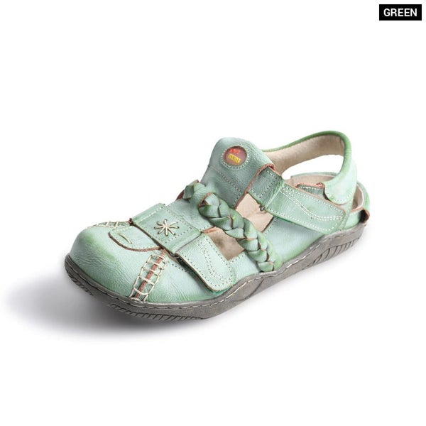 Womens Braided Closed-Toe Leather Sandal Carousel 1