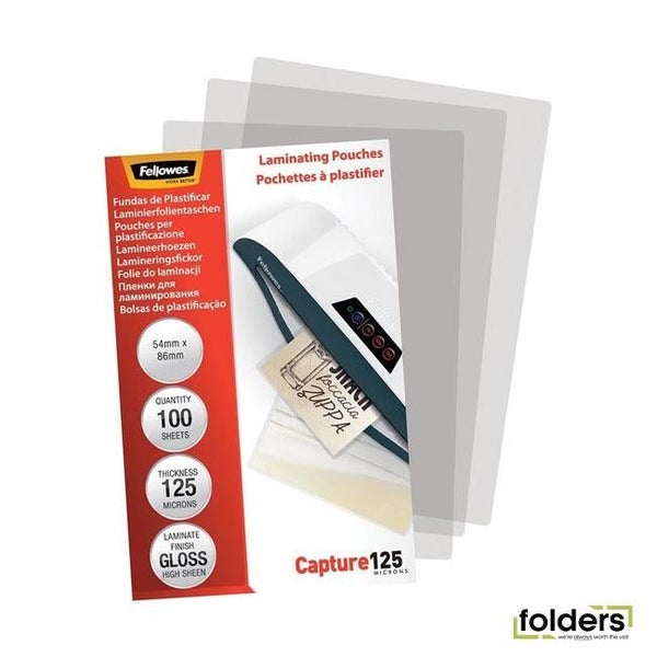 Fellowes Laminating Pouches 54x86mm - Gloss (F5306302) Carousel 1