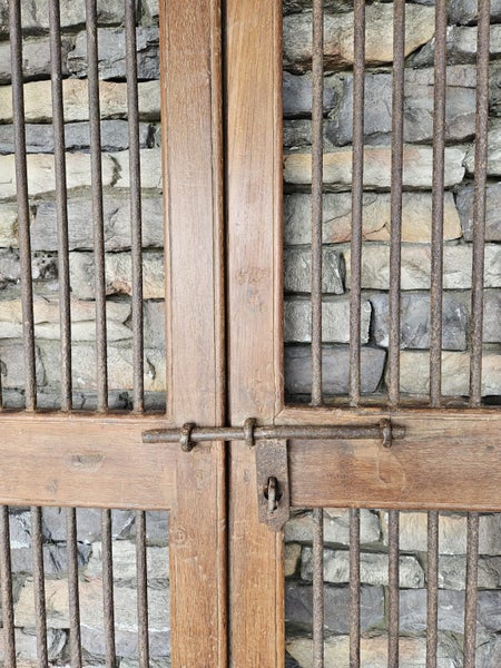 VINTAGE TEAK AND IRON DOG GATES - 92cm W x 194.5cm H Carousel 4