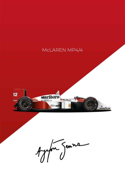 Framed $1 RESERVE 1 Panel Canvas Print - Ayrton Senna F1 Formula Carousel 1