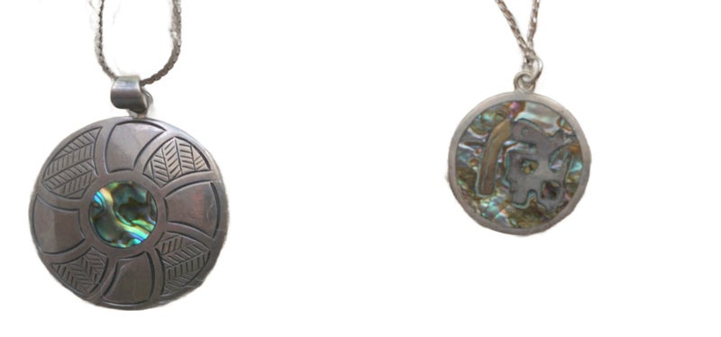 Lot of Sterling Silver & Paua Shell - 2 necklaces, 2 earrings, brooch Carousel 2