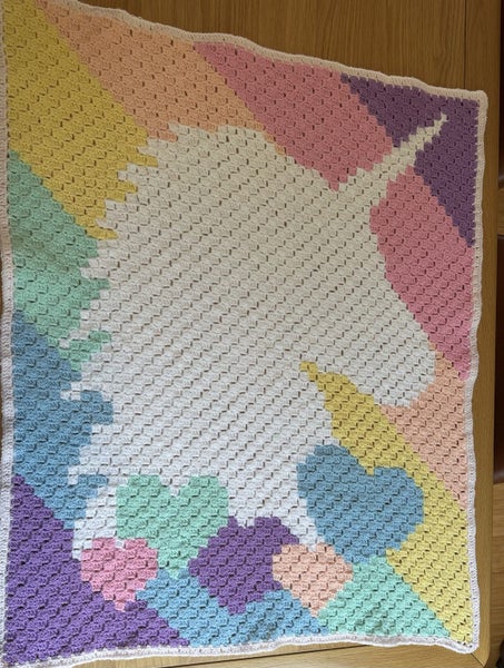 ?? Handmade Crochet Unicorn Blanket – Perfect Gift for Girls! ??64350388388355112