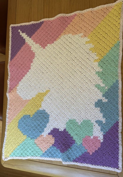 ?? Handmade Crochet Unicorn Blanket – Perfect Gift for Girls! ??64350388388355111