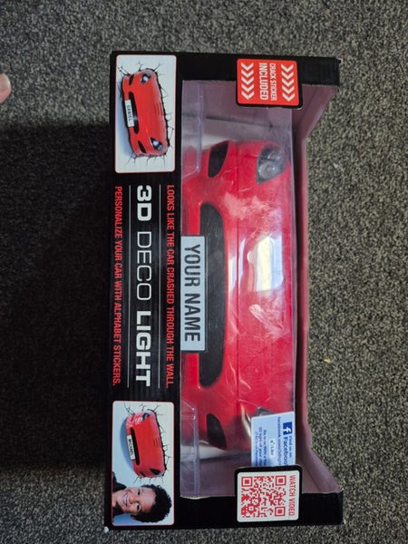 3DLightFX Sports Car 3D Deco Night Light – Red (Opened, Complete) Carousel 1
