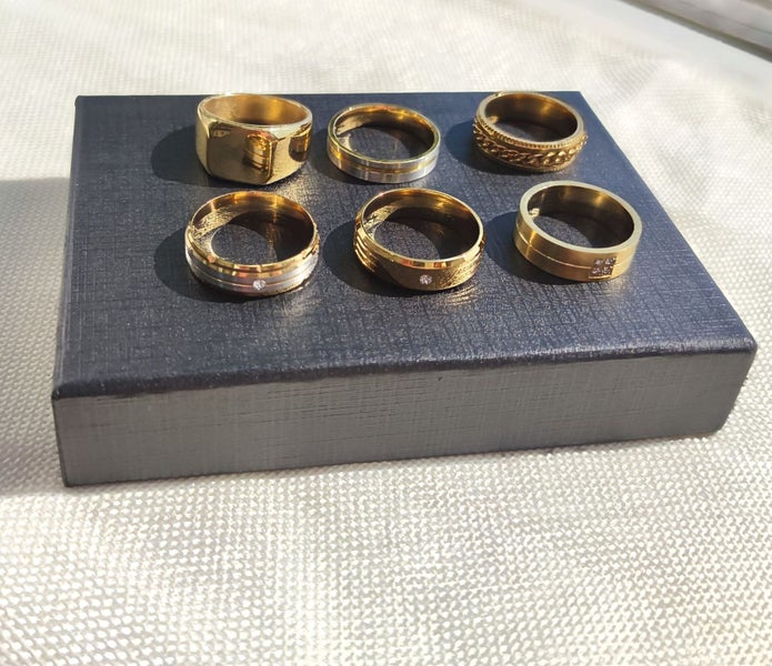 (18K Gold Plated Rings) Mix & Match Rings Versatile Stacking Bands RSS22DC-5 Carousel 2