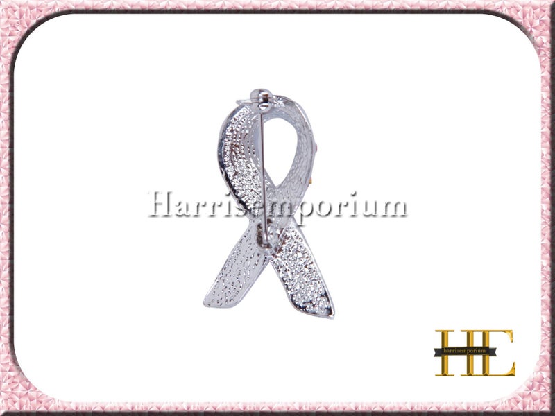 Pink ribbon breast cancer brooch lapel - pink coloured Carousel 2