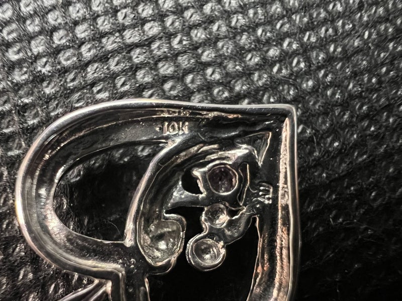 10K White Gold Mother & Child Heart Pendant with Pink Gemstone - Lot F338 Carousel 3