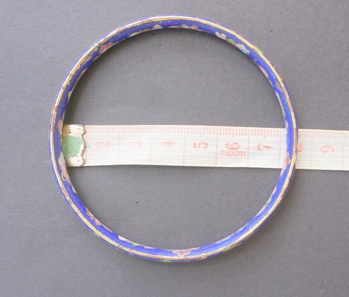 Antique / Vintage Cloisonné Bangle - Floral - Cobalt Blue, Green, Red, Pink Carousel 4