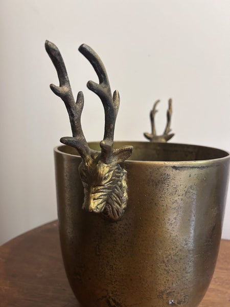 Brass Wine Bucket with Deer Handles64360615895683112