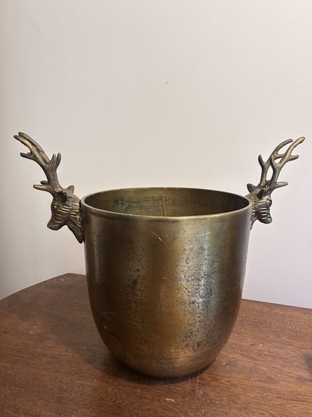 Brass Wine Bucket with Deer Handles64360615895683110