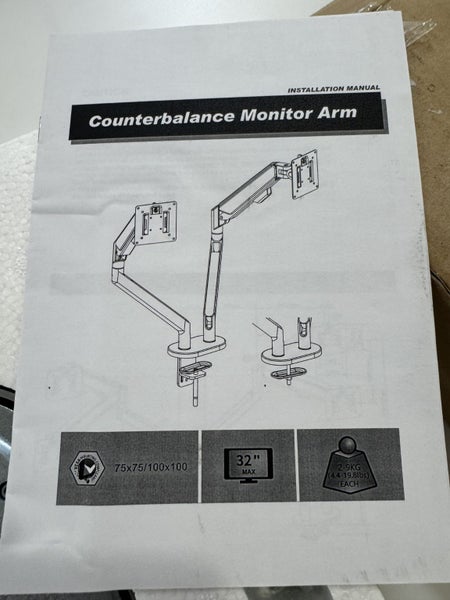 Dual Counterbalance Monitor Arm – – VESA Mount – New in Box Carousel 1
