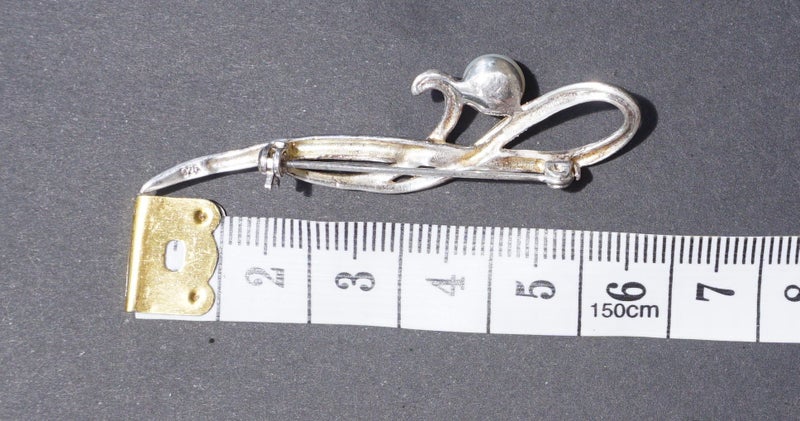 Elegant Sterling Silver Brooch set with a Pearl Carousel 3