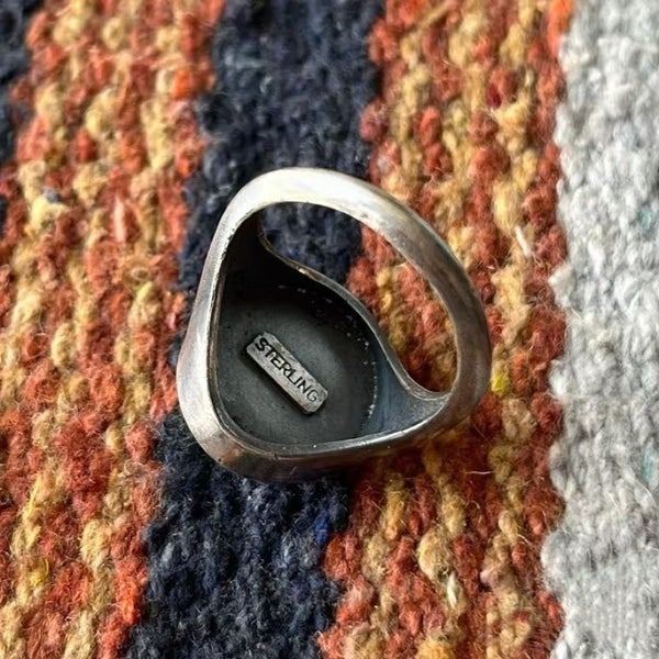 Vintage Sterling Silver Navajo Style Turquoise Cactus Ring Carousel 5