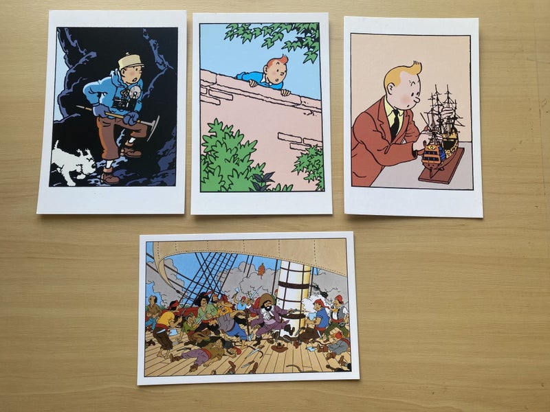 4 TINTIN POSTCARDS - $10 BUY NOW The Adventures of Tintin COLLECTABLE POST CARDS Carousel 1