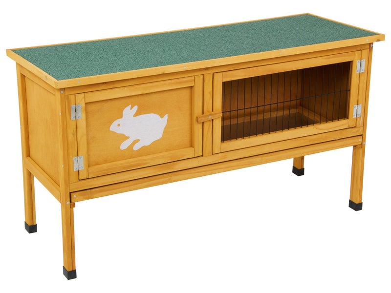 Wooden Rabbit Hutch Raised with Hinged Opening Roof and Pull Out Tray Carousel 1