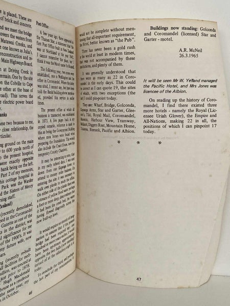 MEMORIES OF EARLY COROMANDEL by A.R. McNeil 1964 Carousel 8