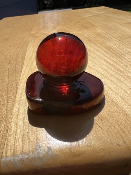 Red Resin Sphere with Driftwood Base Art Carousel 2